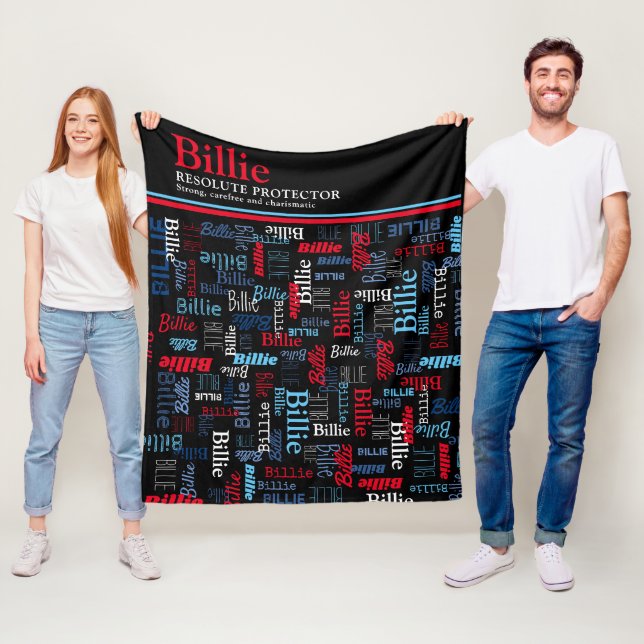  Billie custom name meaning red blue white black Fleece Blanket (In Situ)