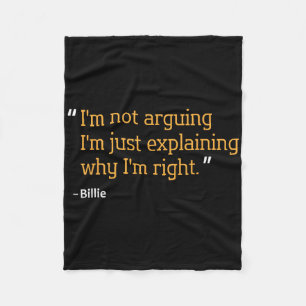 Billie Gift Quote Funny Birthday Personalised Name Fleece Blanket