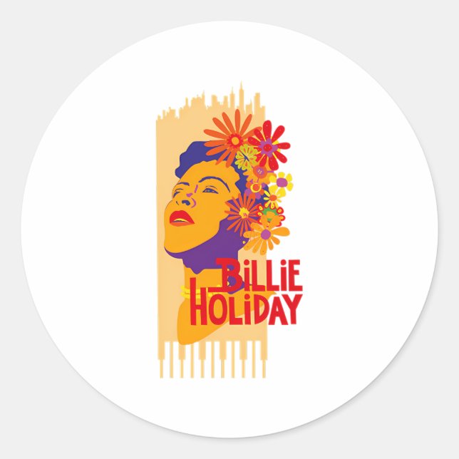 Billie Holiday Classic Round Sticker (Front)
