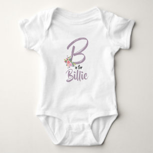 Billie Name Baby Outfit Letter B Romper Floral Baby Bodysuit