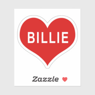 BILLIE NAME Red Love Heart Vinyl Sticker