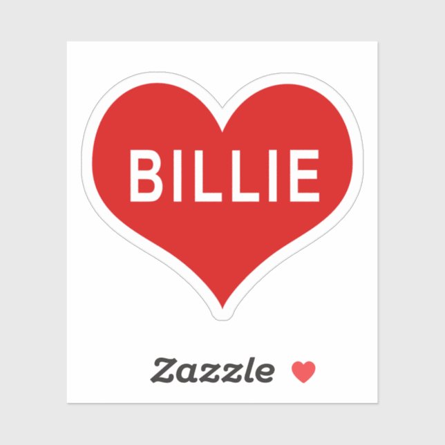 BILLIE NAME Red Love Heart Vinyl Sticker (Sheet)