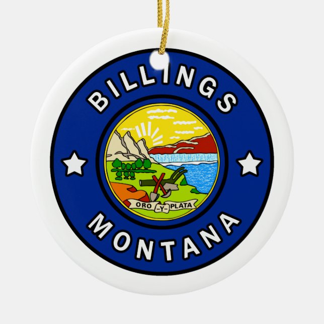Billings Montana Ceramic Tree Decoration (Front)
