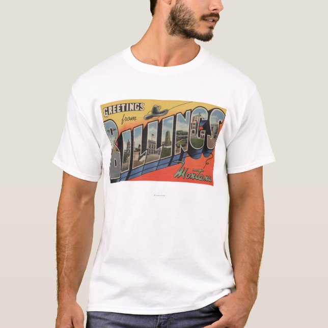 Billings, Montana - Large Letter Scenes 2 T-Shirt (Front)