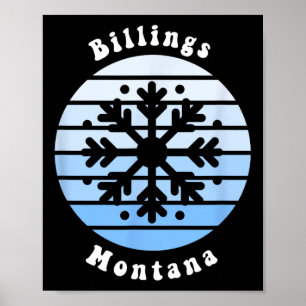 Billings Montana Snowflake Christmas Winter Souven Poster
