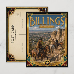 Billings Montana Vintage Art Deco Golden Age Postcard