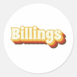 Billings Retro Vintage Text Classic Round Sticker