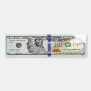 Billion Dollar Bill with Lady Liberty Bumper Sticker