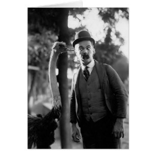 Billy Bevan with an Ostrich, Circa Late 1910s