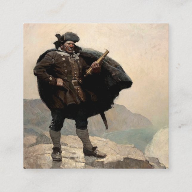 Billy Bones, Treasure Island by N. C. Wyeth Square Business Card (Back)