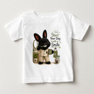 Billy Brushing Teeth Cute Black Rex Bunny Baby T-Shirt