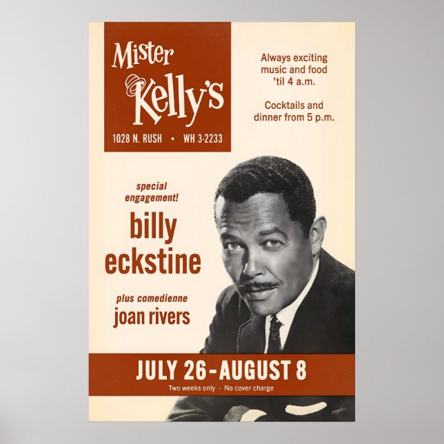 Billy Eckstine jazz poster - Mister Kelly's (Front)