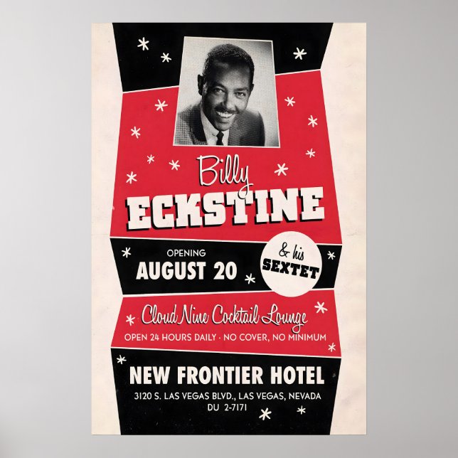Billy Eckstine jazz poster - No Cover, No Minimum (Front)