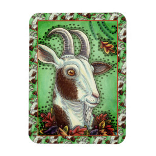 BILLY GOAT AND AUTUMN LEAVES, THANKSGIVING FARM MAGNET