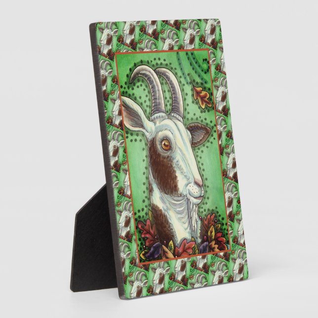 BILLY GOAT AND AUTUMN LEAVES, THANKSGIVING FARM PLAQUE (Side)
