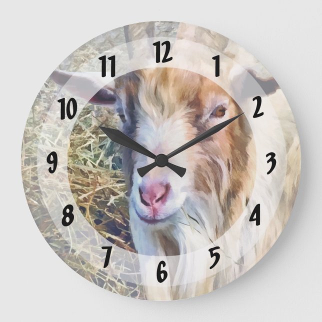 Billy Goat Closeup Large Clock (Front)
