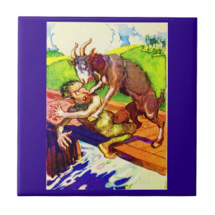 billy goat gruff and troll ceramic tile