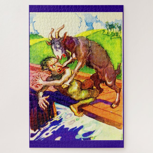 billy goat gruff and troll jigsaw puzzle (Vertical)