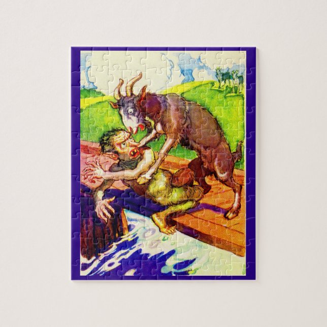 billy goat gruff and troll jigsaw puzzle (Vertical)