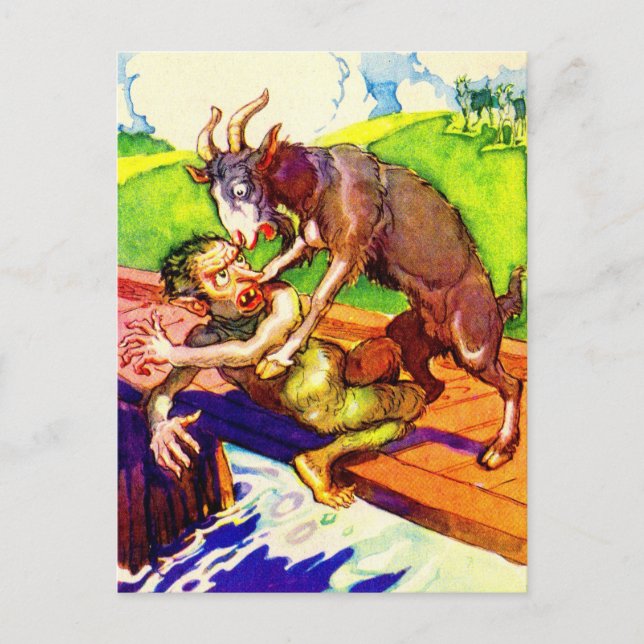 billy goat gruff and troll postcard (Front)