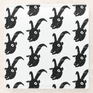 Billy Goat Potato Print Glass Coaster