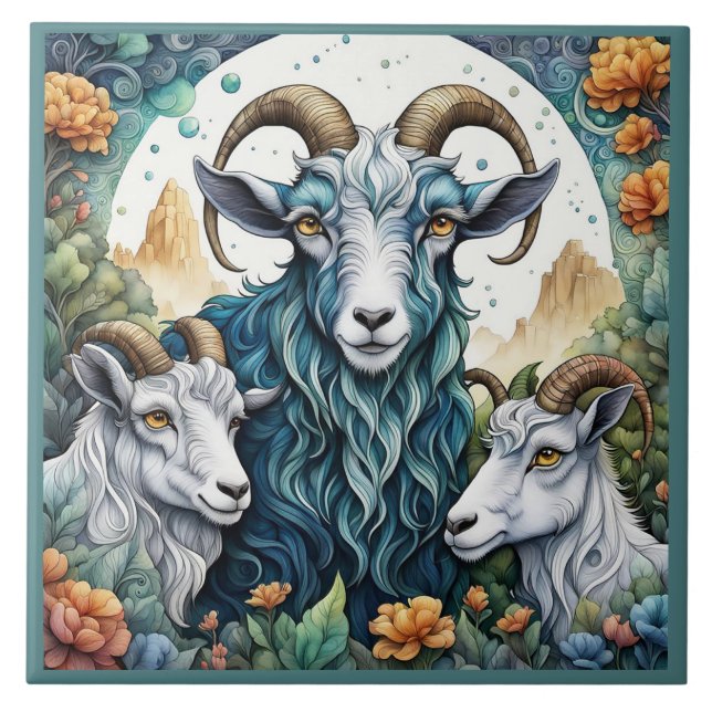 Billy Goats Gruff  Ceramic Tile (Front)