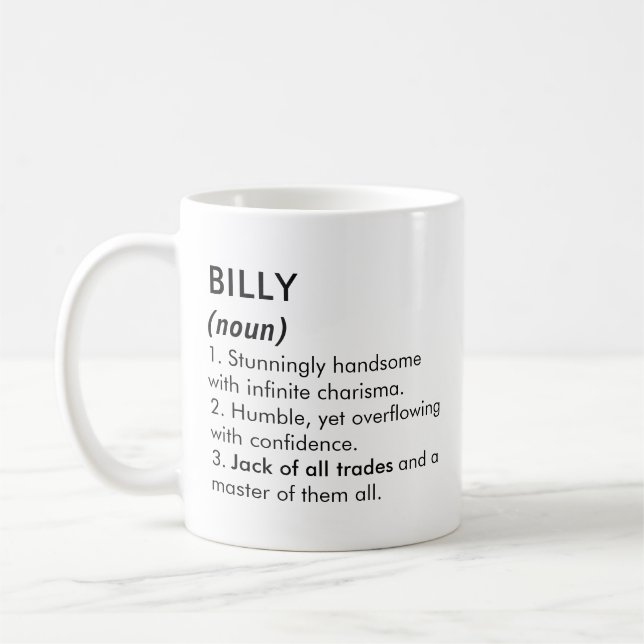 Billy name, Editable name, Custom name Coffee Mug (Left)