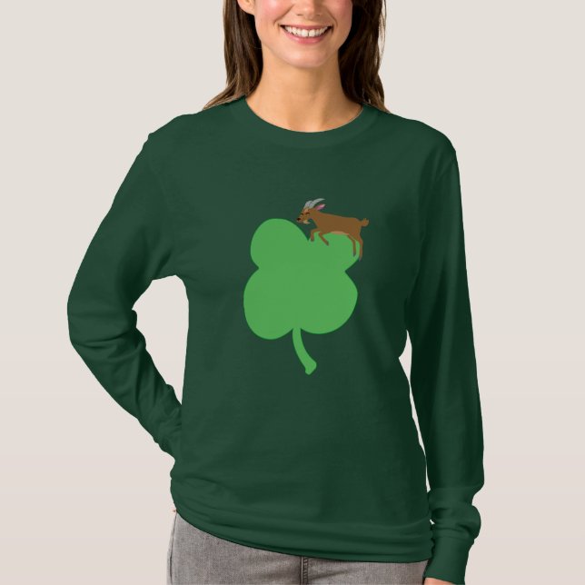 Billy Swags St. Patricks Day Goat Themed Long  T-Shirt (Front)