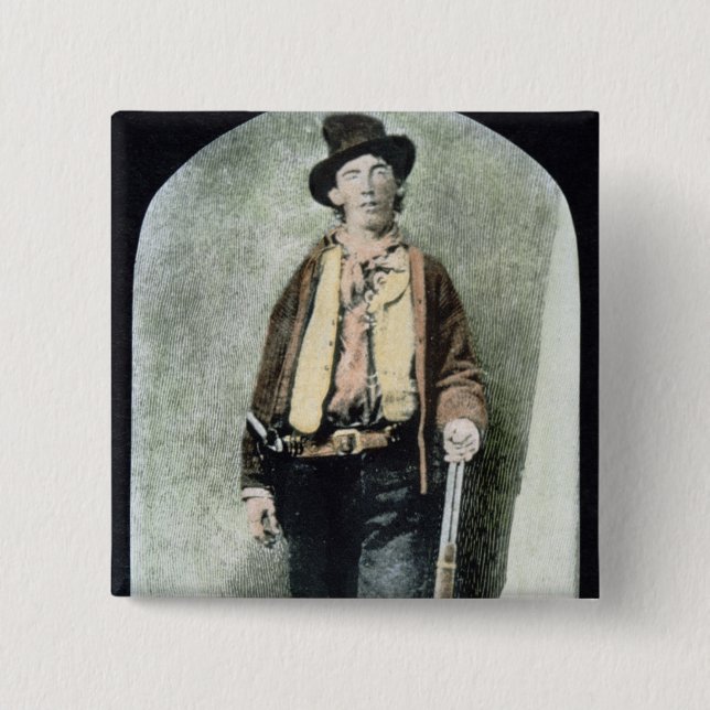 Billy the Kid (coloured engraving) 15 Cm Square Badge (Front)