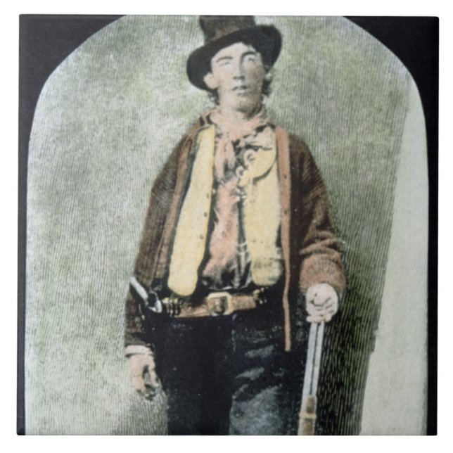Billy the Kid (coloured engraving) Ceramic Tile (Front)