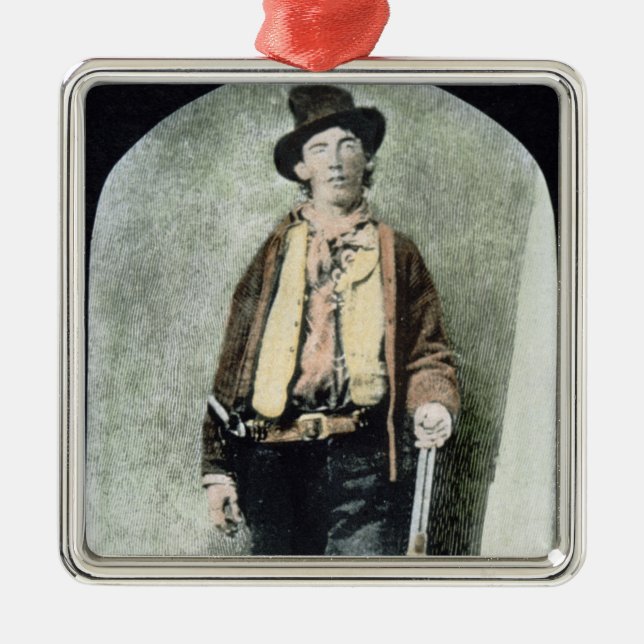 Billy the Kid (coloured engraving) Metal Tree Decoration (Front)