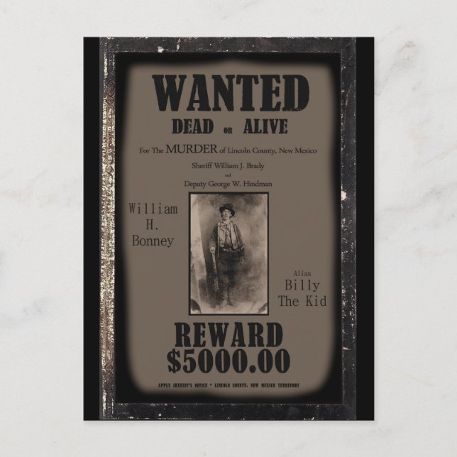Billy The Kid Wanted Dead or Alive Poster Postcard (Front)