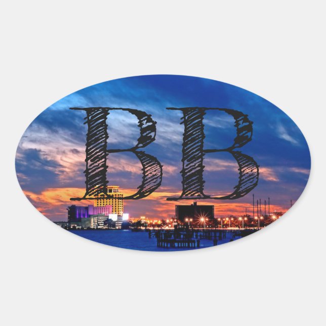 Biloxi Beach "BB" Oval Sticker (Front)