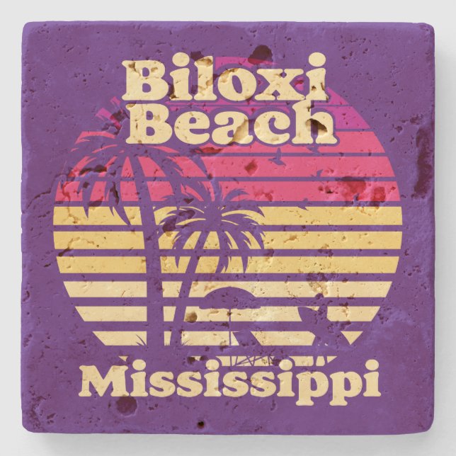 Biloxi Beach,Mississippi Stone Coaster (Front)