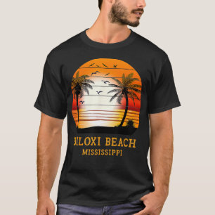 Biloxi Beach Mississippi Vintage Sunset Retro Summ T-Shirt