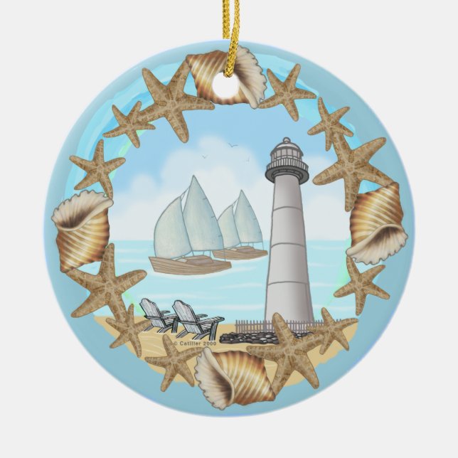 Biloxi Lighthouse ceramic ornament (Front)