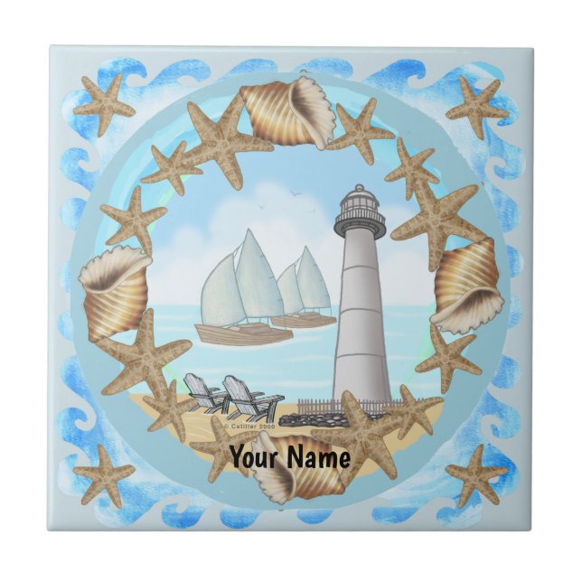 Biloxi Lighthouse  Ceramic Tile (Front)