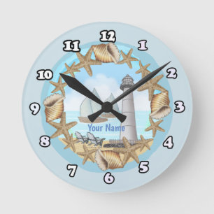 Biloxi Lighthouse  Round Clock