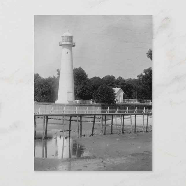 Biloxi Lighthouse Vintage Photo Postcard (Front)