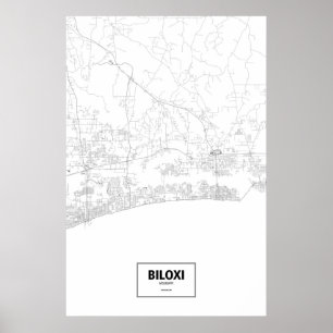 Biloxi, Mississippi (black on white) Poster