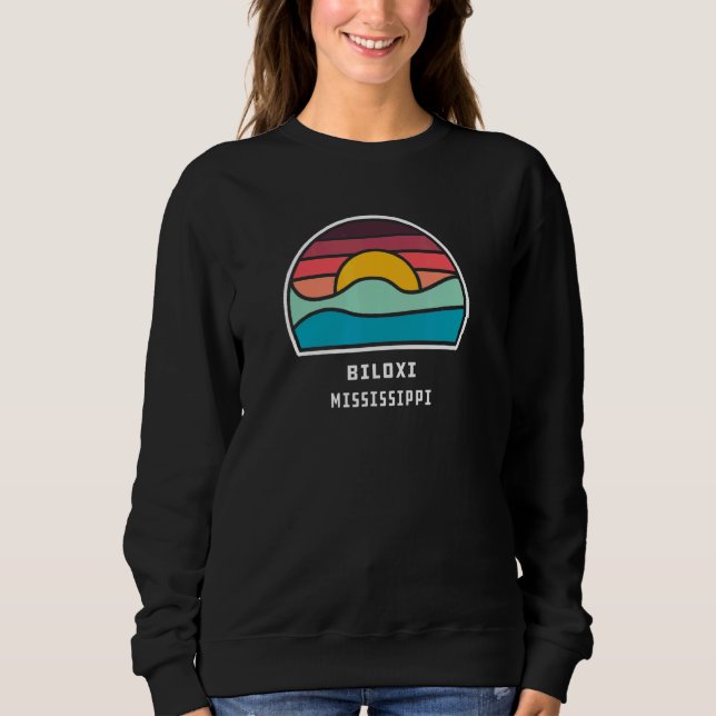 Biloxi Mississippi Cool Minimalist Ocean Wave Sweatshirt (Front)