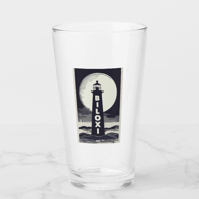 Biloxi Mississippi Lighthouse Moon Glass (Front)
