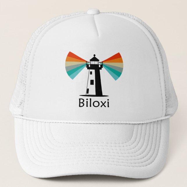 Biloxi Mississippi Lighthouse Rainbow Trucker Hat (Front)
