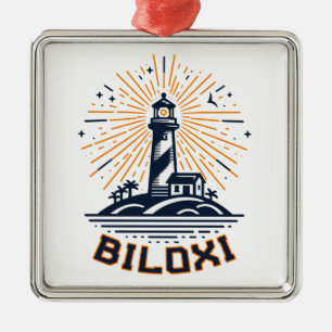 Biloxi Mississippi Lighthouse Sunrise Metal Ornament