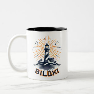 Biloxi Mississippi Lighthouse Sunrise Two-Tone Coffee Mug