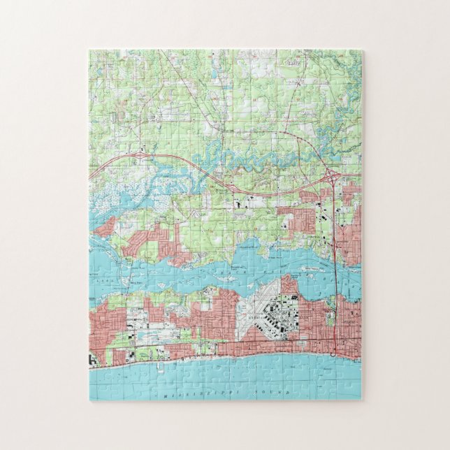 Biloxi Mississippi Map (1992) Jigsaw Puzzle (Vertical)