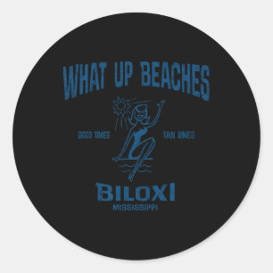 Biloxi Mississippi Ms Funny Vintage Beaches Tee  Classic Round Sticker