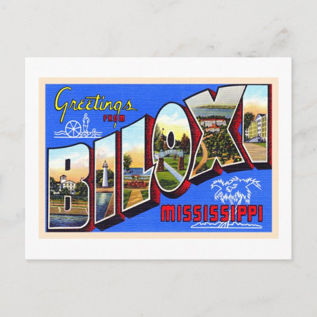 Biloxi Mississippi Vintage Large Letter Postcard (Front)
