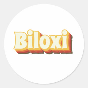 Biloxi Retro Vintage Text Classic Round Sticker