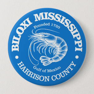 Biloxi (shrimp) 10 cm round badge